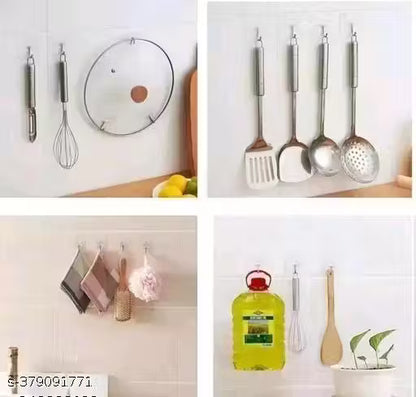 New Walls Hooks &amp; Wall Hanger Without Drilling, Adhesive Wall Transparent Hooks