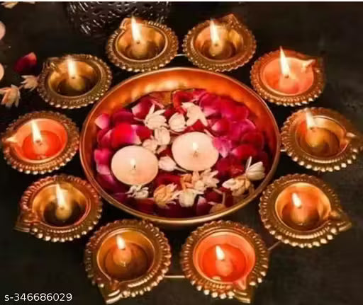 Sonam Handicraft Flower Shape Diya Decorative Urli Bowl for Home