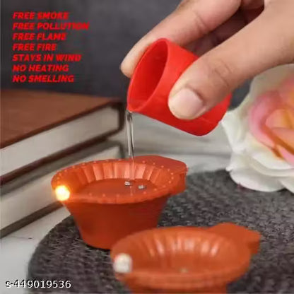 lastic Water Sensor LED Diyas with Water sensing technology, E-Diya, Warm Orange Yellow Ambient Lights (Pack of 24)