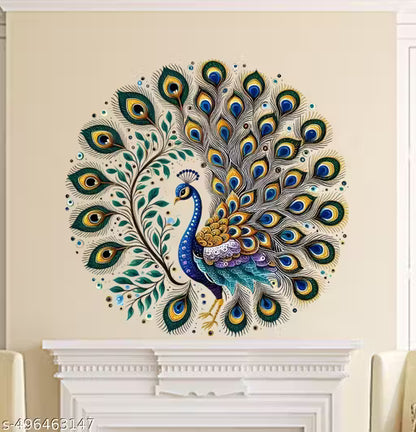 Ridit Creation ™ peacock painting Waterproof PVC Vinyl Decorative Wall Sticker For Living Room, Bedroom, Office