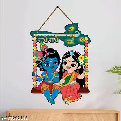 Radha Krishna MDF Wood Wall Hanging Wall Home Room Office Wall Art- Colorful